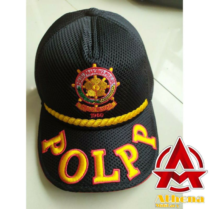 Topi POL PP  Hijau jaring logo list | Topi POL  PP  Hitam jaring Logo List