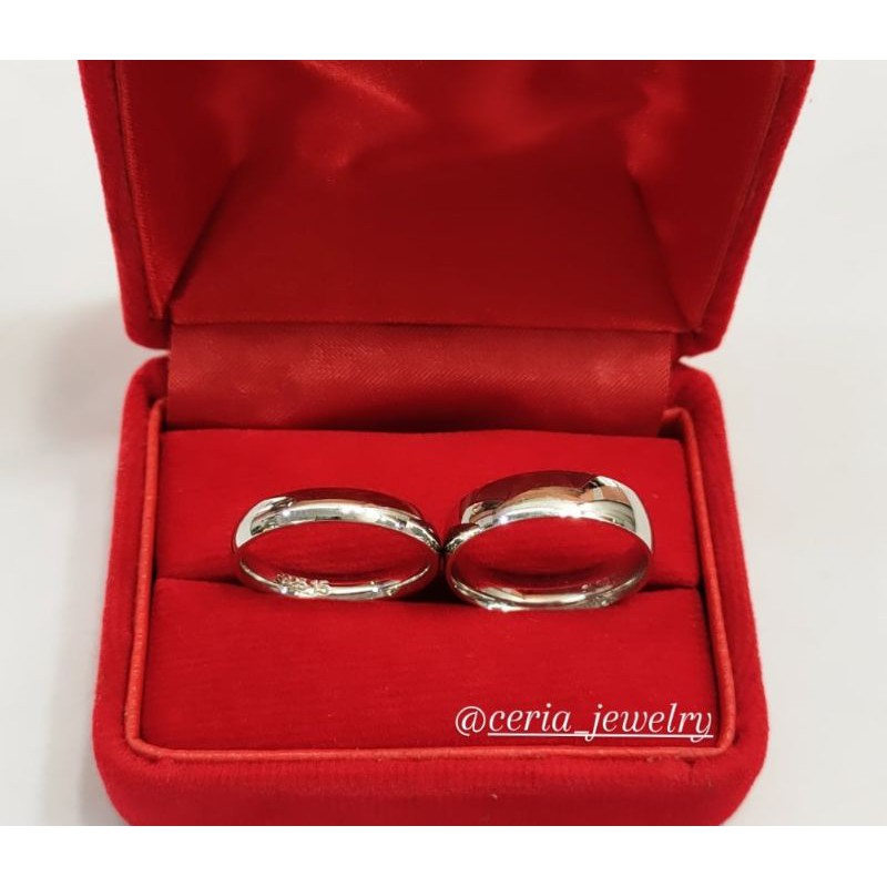 Cincin Perak Pria Wanita Silver Asli 925 Lapis Emas Putih Motif Ring Polos _  Perhiasan Perak