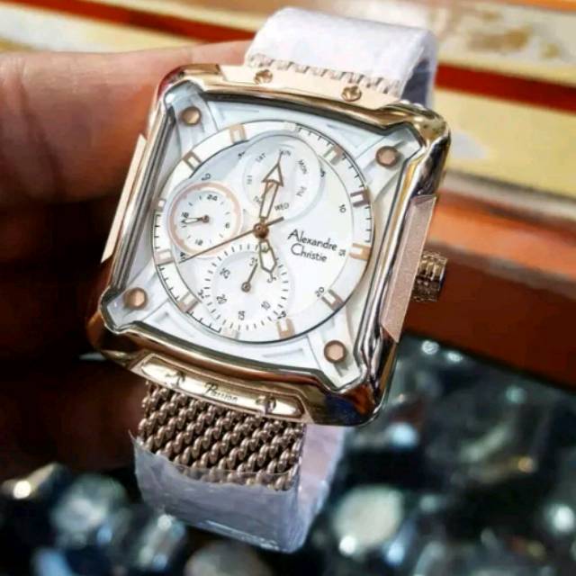 Jam Tangan Keren Elegant Alexandre Christie Ac 3030 Rantai Pasir Rosegold Original