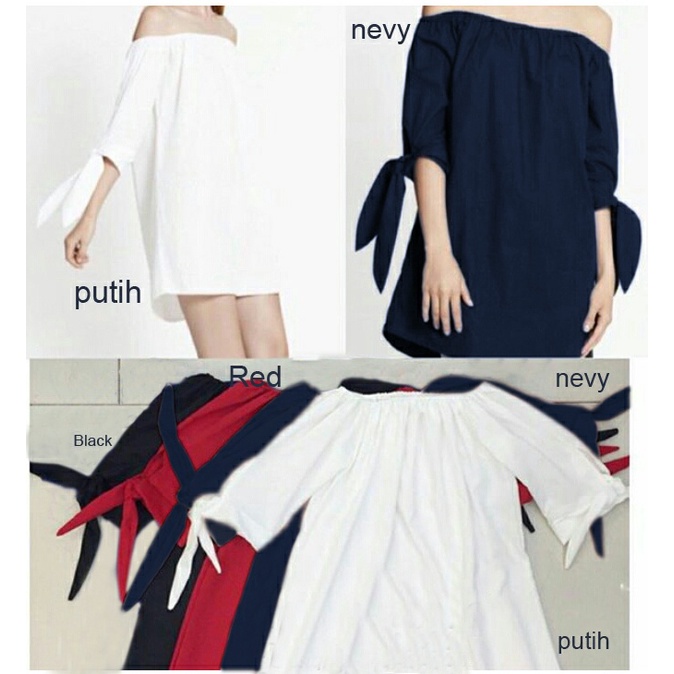 baju cewek sabrina ribbon hand / baju wanita korean / blouse cewek lengan pendek / blus cewek COD