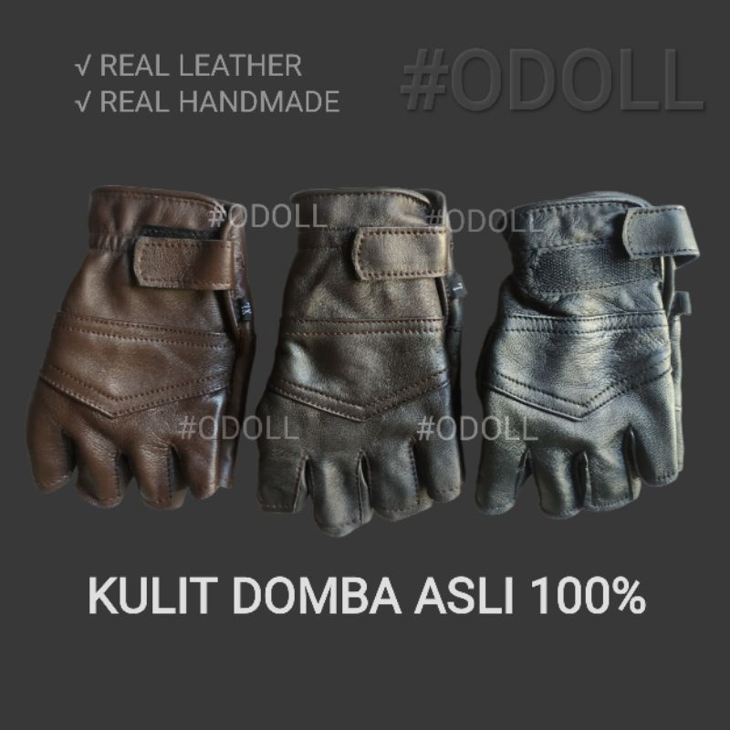 Sarung Tangan Sepeda Motor Kulit Domba Asli Half Finger