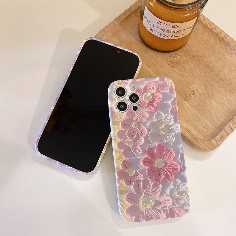 Pink Flower 3D Effect Softcase Lucu for iphone XS XS Max XR 11 Pro Max 12 Pro Max 13 Pro Max