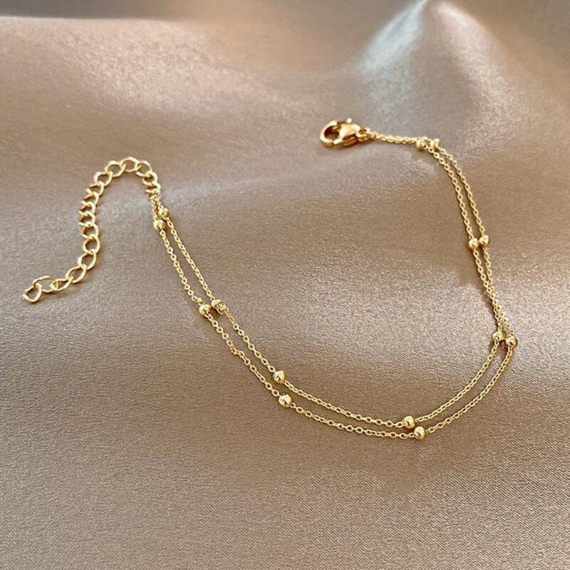 Ls Gelang Kaki Lapis Emas 18k Gaya Bangkok Untuk Wanita