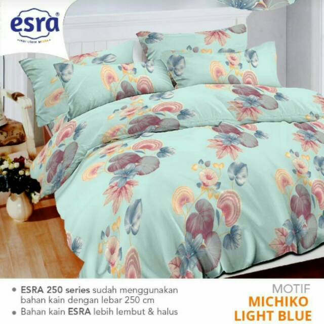 Kain sprei motif michiko Light blue