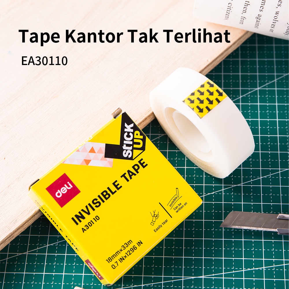 Deli Invisible Tape / Solatip Kecil Isolasi Bening Transparan Bisa Ditulis EA30110