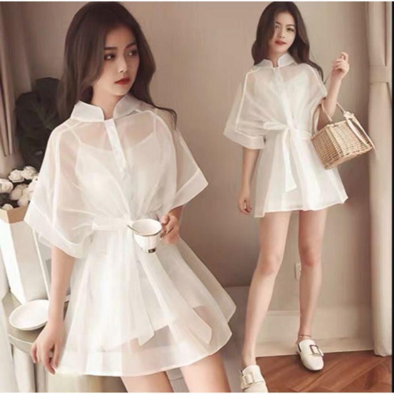 MDLV ~ 5863 ORGANZA DRESS KOREA DRESS MINI + INER DRESS SEXY DRESS TRENDY DRESS PESTA FASHION IMPORT