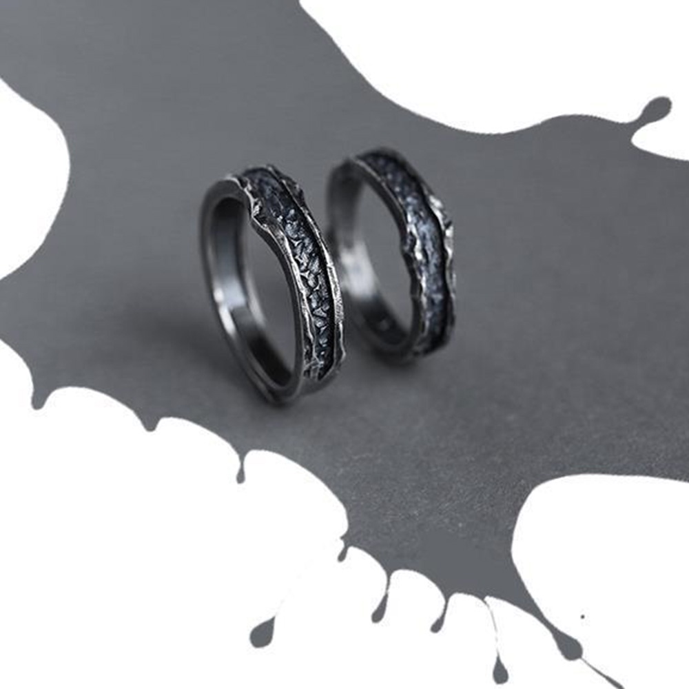 Cincin Model Terbuka adjustable Warna Hitam Gaya Punk Untuk Pria Dan Wanita