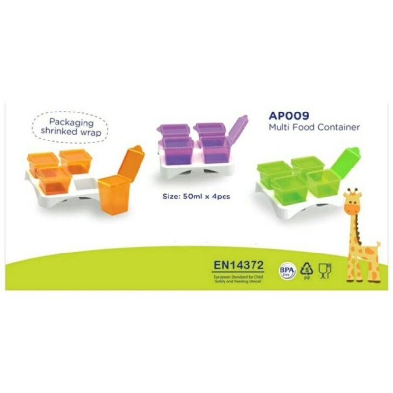 Baby Safe Multi Food Container Isi 4 Pcs (AP009)/Kontainer MPASI Bayi/Tempat Makan Bayi