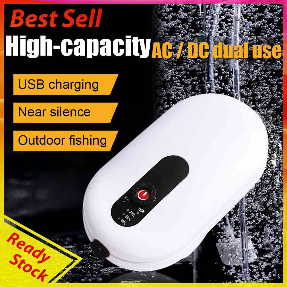 1500mAh Mute Aerator AC DC Outdoor Fishing Oxygen Water Pump Tackle Equipment