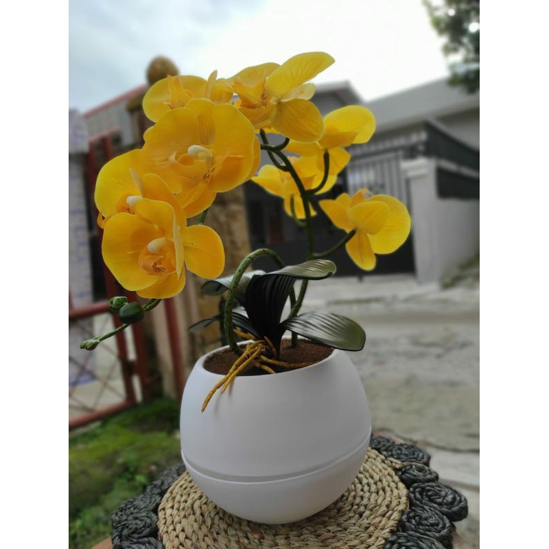 anggrek premium artificial / rangkaian bunga anggrek latex super premium / bunga artificial karet