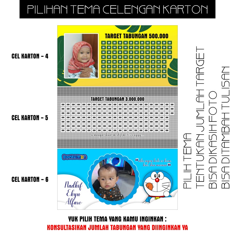 CELENGAN CUSTOM FOTO TARGET BAHAN KARTON BISA BUKA TUTUP