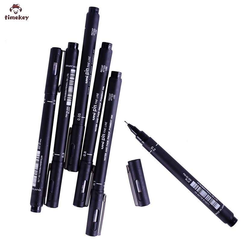 6PCS Uni Pin Drawing Pen Fine Line 005 01 02 03 05 08 Needle pen