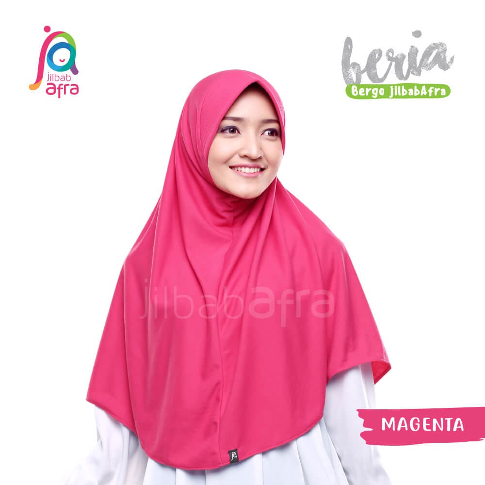 Jilbab Beria Magenta - Bergo Jilbab Afra - Hijab Instan Bahan Kaos, Adem &amp; Lembut