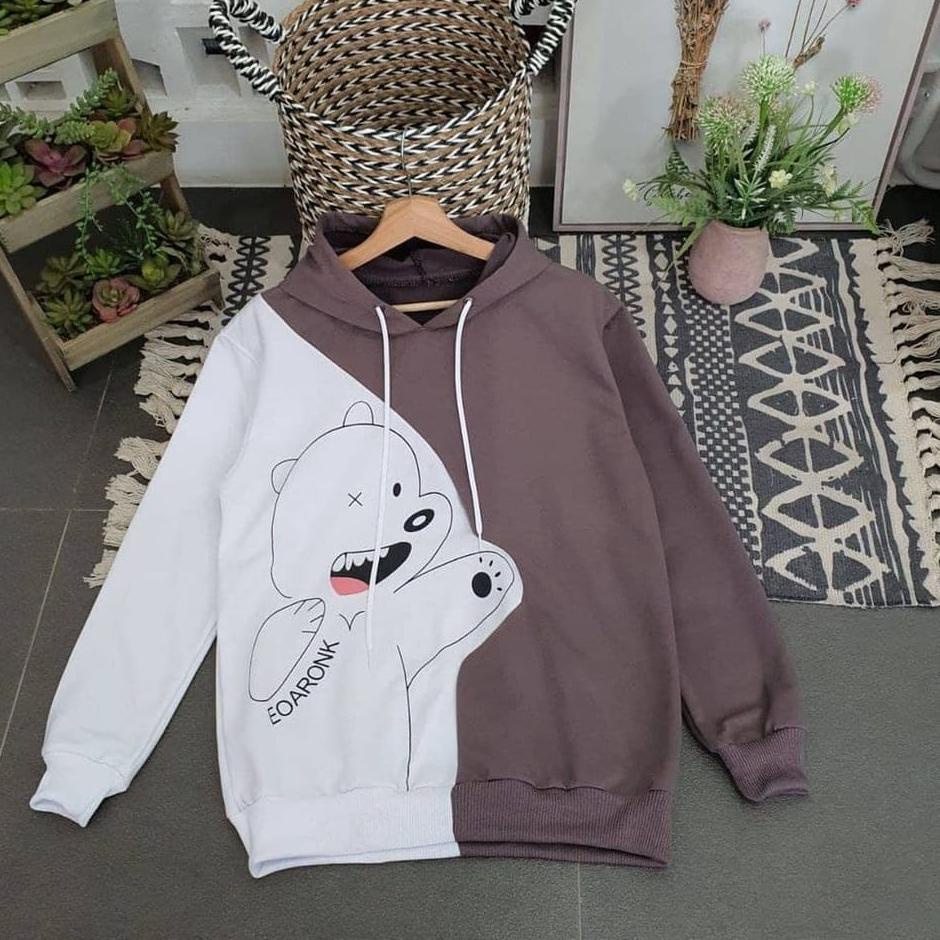 UG.992603 ‣ HOODIE SWEATER | BURGUNDY BEAR COMBIE | SWEATER HOODIE