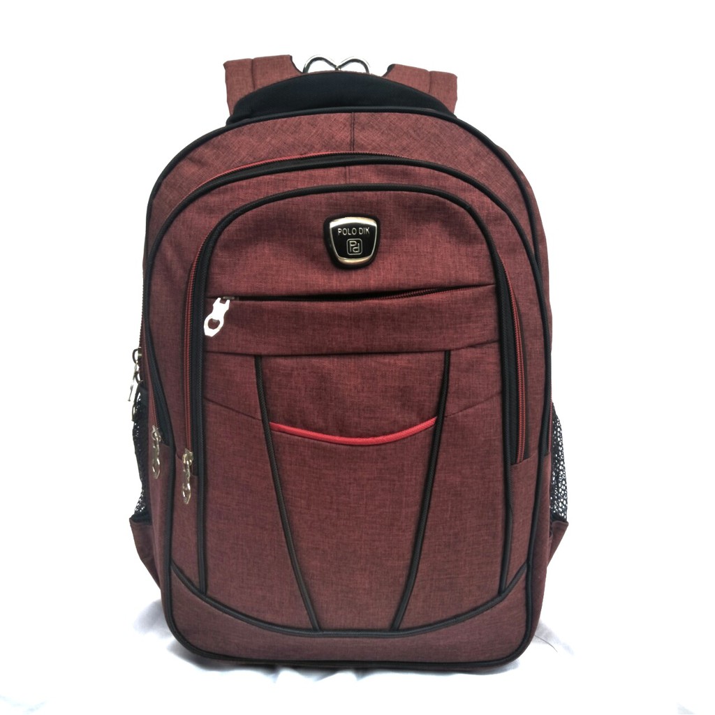 Polo Dik tas ransel pria dan wanita tas fashion pria tas punggung backpack + raincover - red