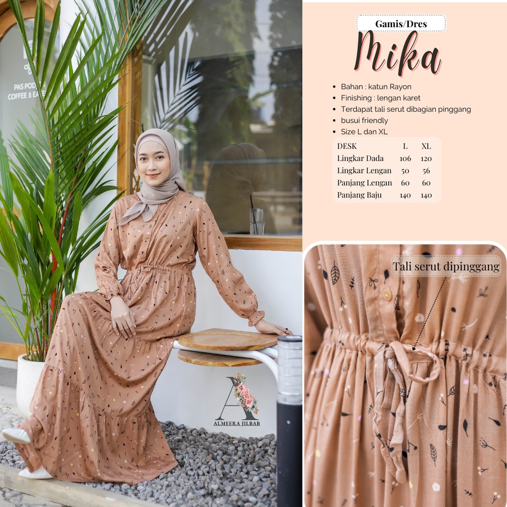 Gamis Home Dress Mika Termurah Bahan Katun Rayon Premium - Baju Gamis Jumbo Homey Dewasa Motif Hitam