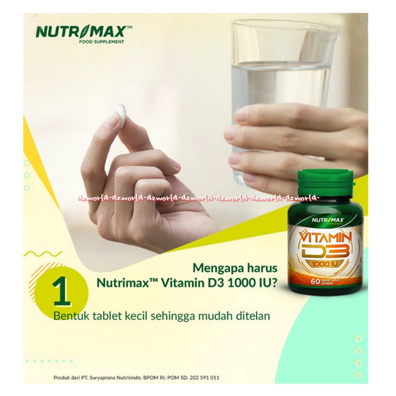 Nutrimax Vitamin D3 1000 IU 60tablet Vit D3 Untuk Tulang Kuat Nutri Max