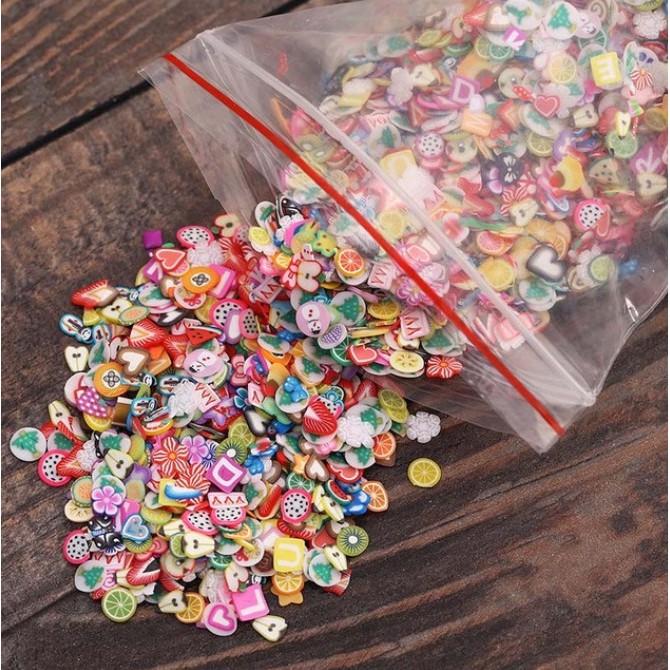 1000pcs / Set Potongan Buah Ukuran 5mm Berat 10g Untuk Dekorasi Nail Art / slime DIY