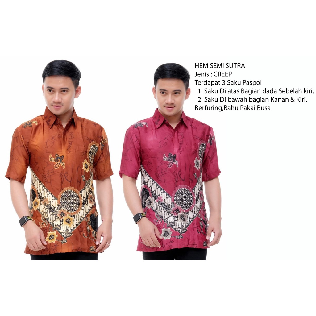 Kemeja Batik Semi Sutra Pria | Hem Batik Semi Sutra Pria | Kemeja Batik | SS0044