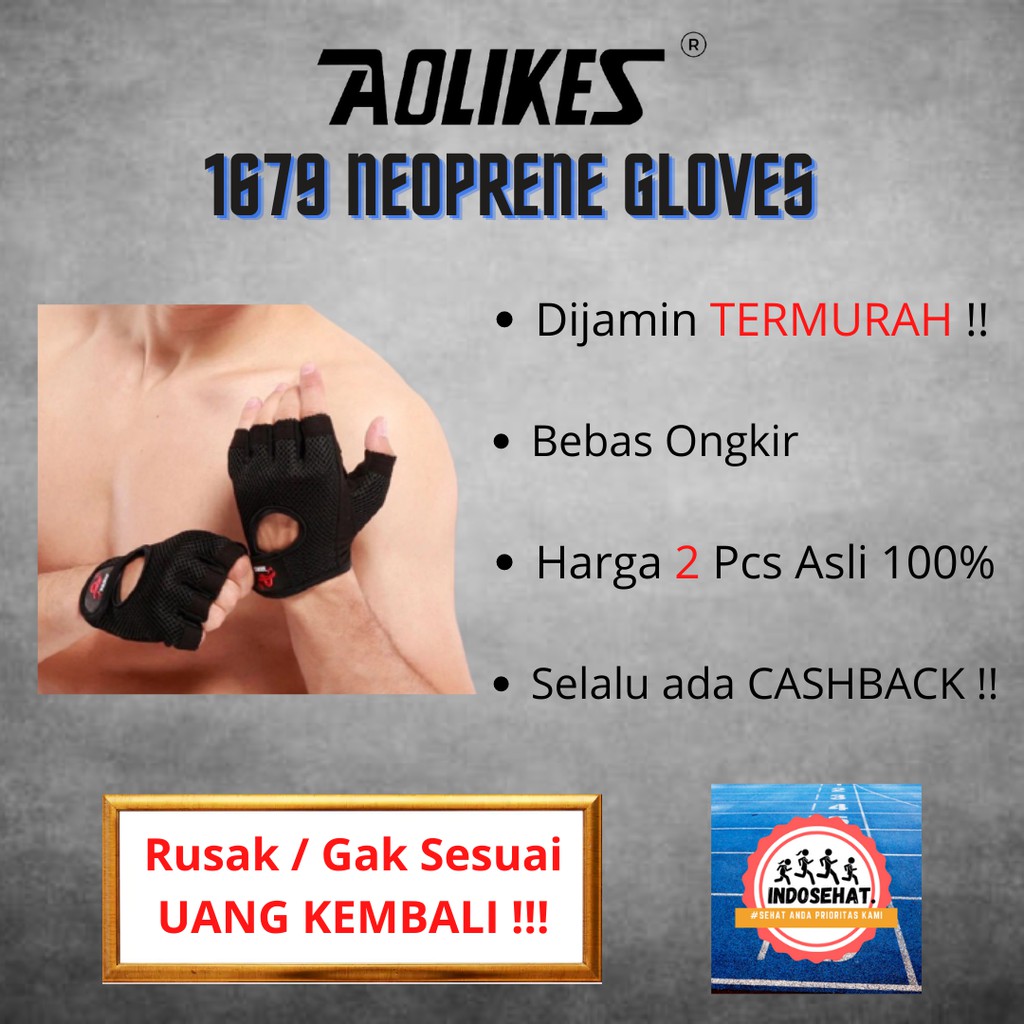 AOLIKES 1679 Neoprene Gloves / Sport Fitness Gloves Gym - Sarung Tangan Olahraga Fitness GYM Sepeda