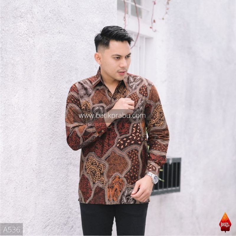 Batik pria panjang katun baturaden batik prabu cowok reguler fit seragam kantor exclusive premium