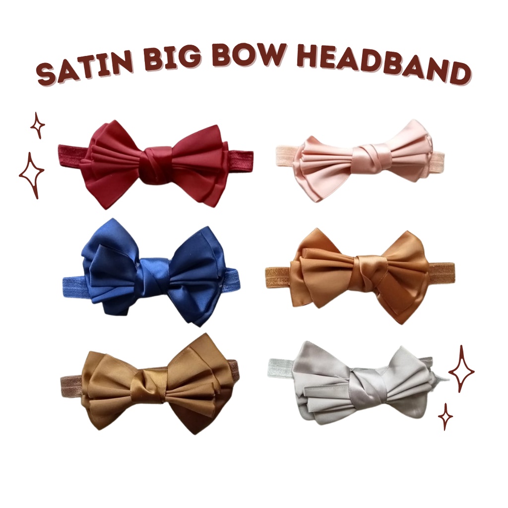 bando anak perempuan 1-5 tahun bandana balita baby bayi headban big bow pita satin nylon SATIN BIGBOW HEADBAND