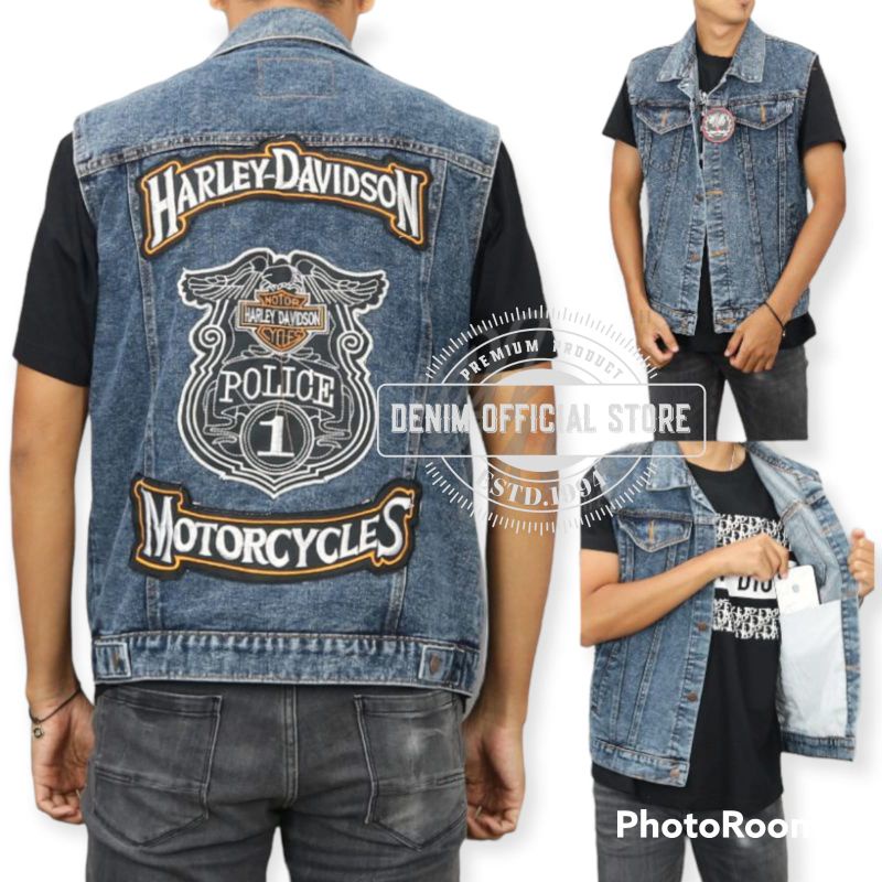 DENIM - Jaket Jeans Rompi Motor  Sandwash Bikers - Jaket Denim HarleyDavidson Motorcycles Pria dan W