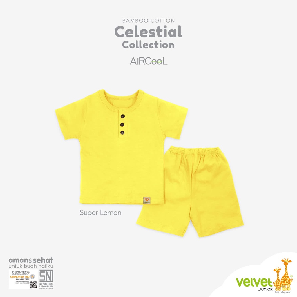 VELVET JUNIOR Celestial Bamboo Cotton Stelan Kancing Dada Pendek L XL 2 3 4 5