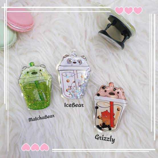 (NCS) Popsocket  Jelly Pop Socket Quicksand Gliter Motif Kartun Cute Phone Holder Expanding Import