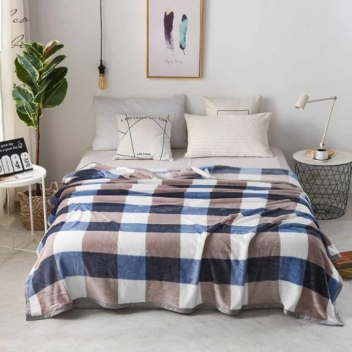 Selimut Bulu Dewasa Premium Lembut Tebal Uk. 190X220 Motif Bunga XZ482 Selimut Bulu Dewasa Motif Uku