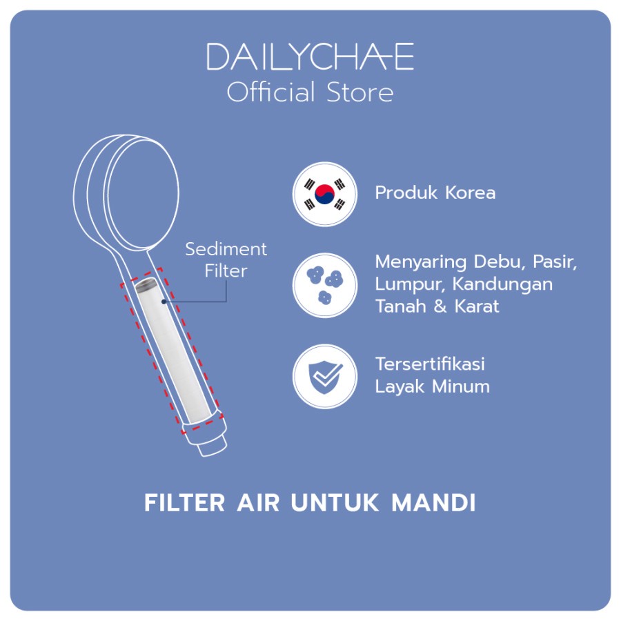 Daily Cha-E Sediment Filter - ChaE Penyaring Air untuk Shower Kamar Mandi CHA E 3 Month Supply