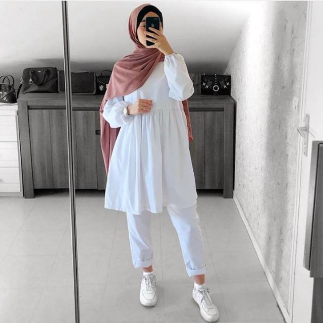 Setelan Celana Panjang Wanita Jumbo Putih Import