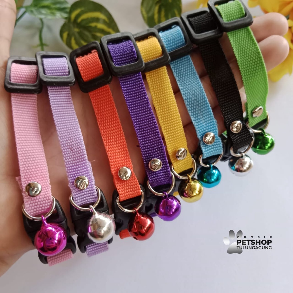 Kalung Kucing Lonceng Polos 1 Lonceng 12mm Gelang Kucing Anjing