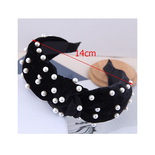 LRC Bando Fashion Nail Pearl Velvet Knotted Headband A59303