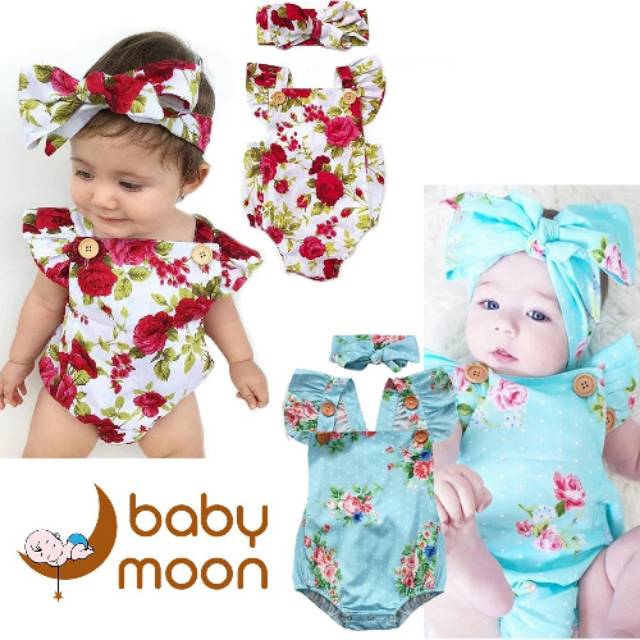 Jumper Bandana bunga merah jumper bunga biru, jumper Bahan katun import jumper baby baju bayi