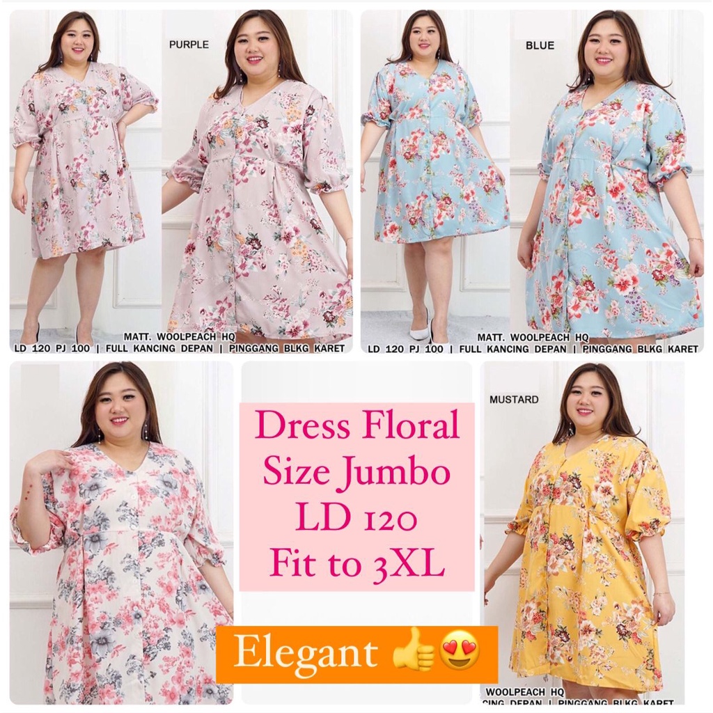 Terlaris Dress Cantik Floral wanita size jumbo 3XL kado ibu kado istri daster busui kancing motif te