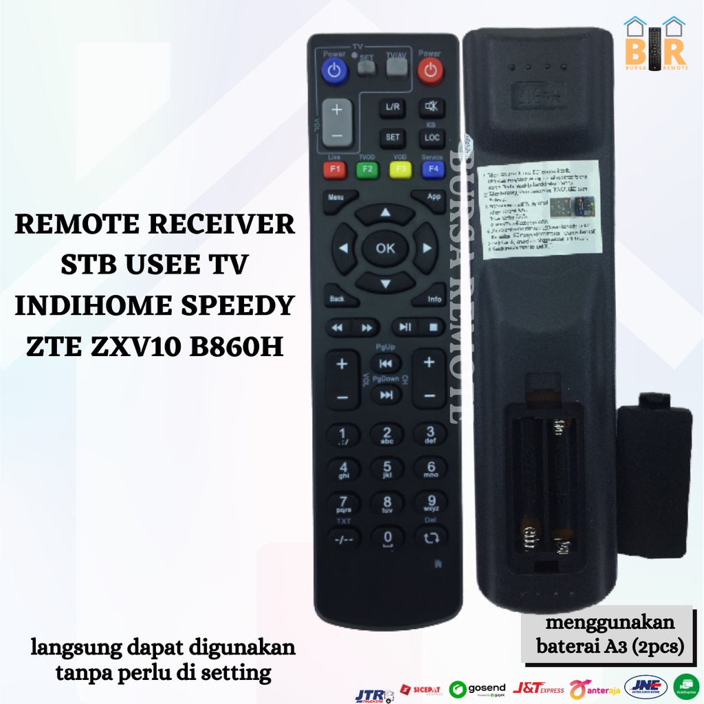 Remot / Remote Receiver STB Android TV BOX ZTE ZXV10 B860H B760H Indi MNC PLAY Speedy TV ZTE HITAM / ecer dan grosir