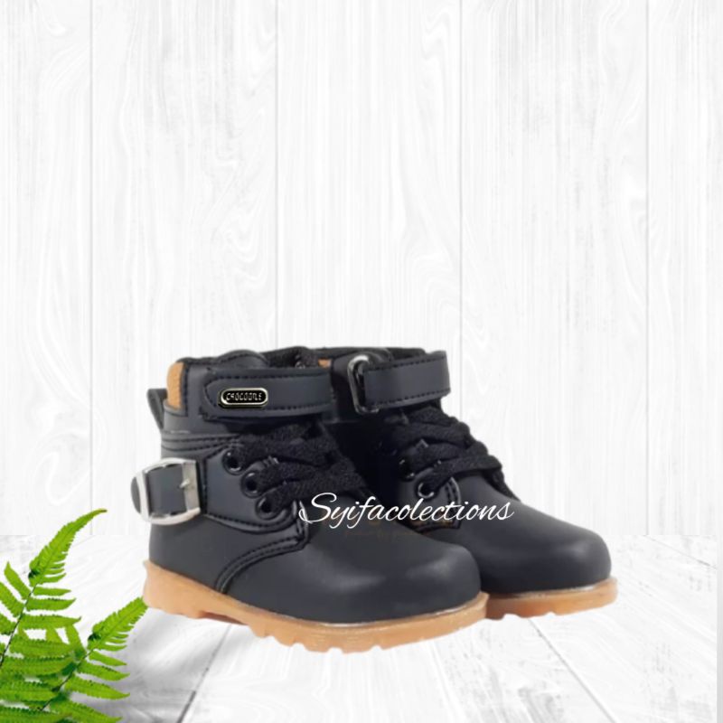 sepatu bot anak laki_laki Motip gesper  perkat lucu trlaris