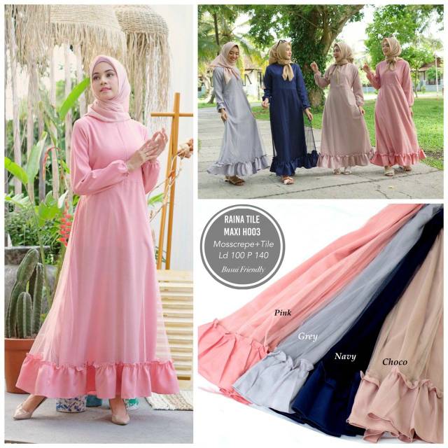 RAINA TILE MAXY GAMIS  DRESS PESTA BUSUI Shopee Indonesia