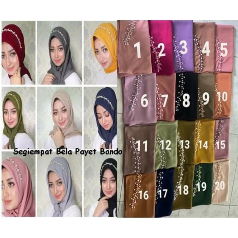 segiempat bela square payet bando bella pollycotton hijab jilbab segi empat kerudung bergo