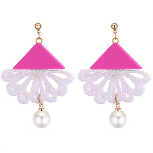 LRC Anting Tusuk Fashion Triangle Shape Decorated Earrings