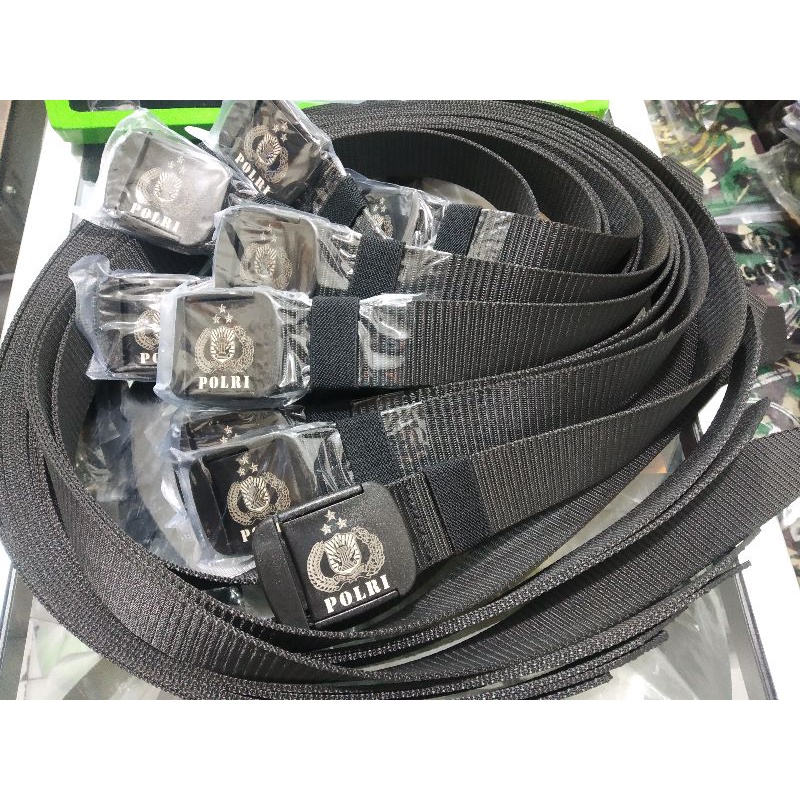 Sabuk Hitam Tactical logo laser Polri