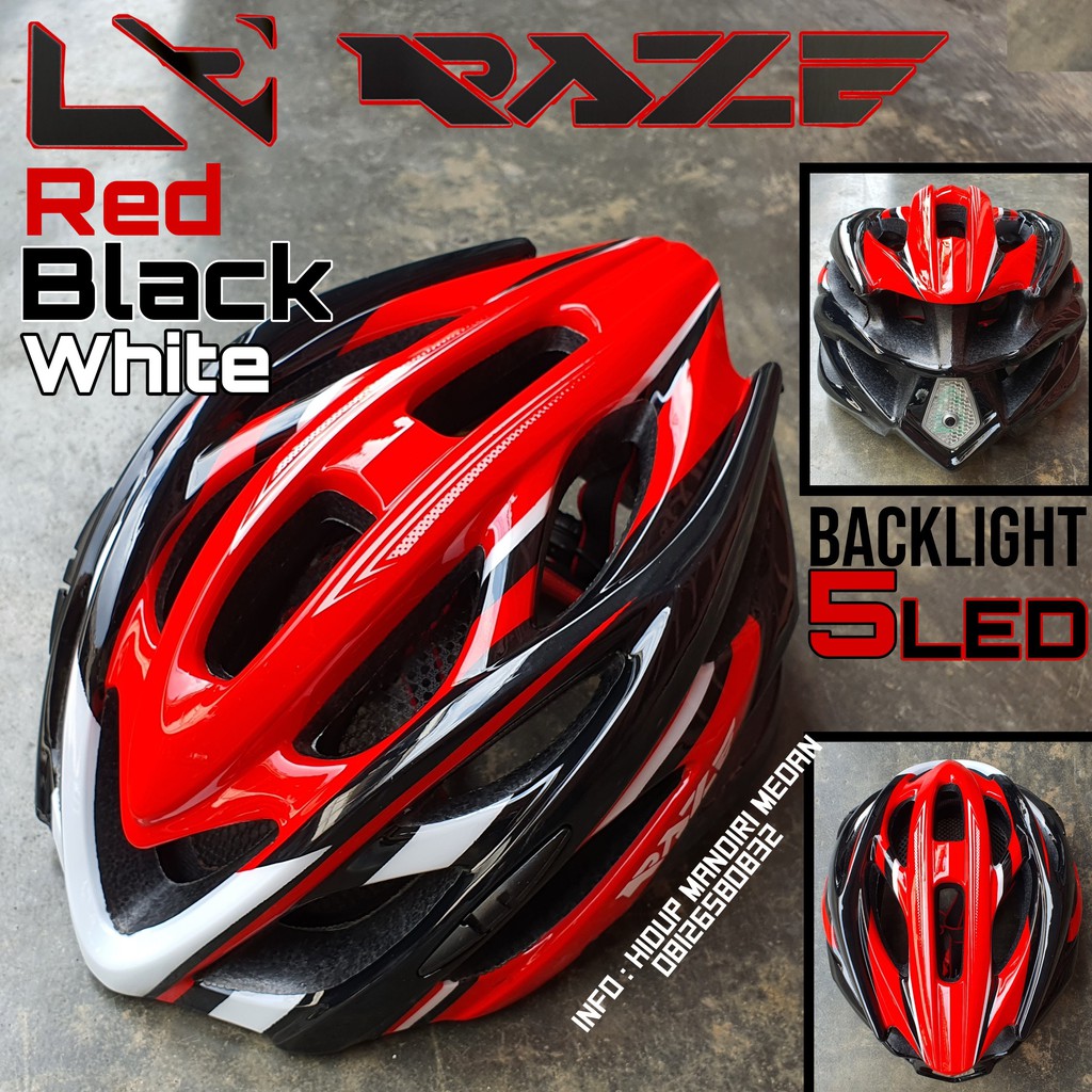 Helm Sepeda Raze Red Merah R59 Sepeda 5 LED