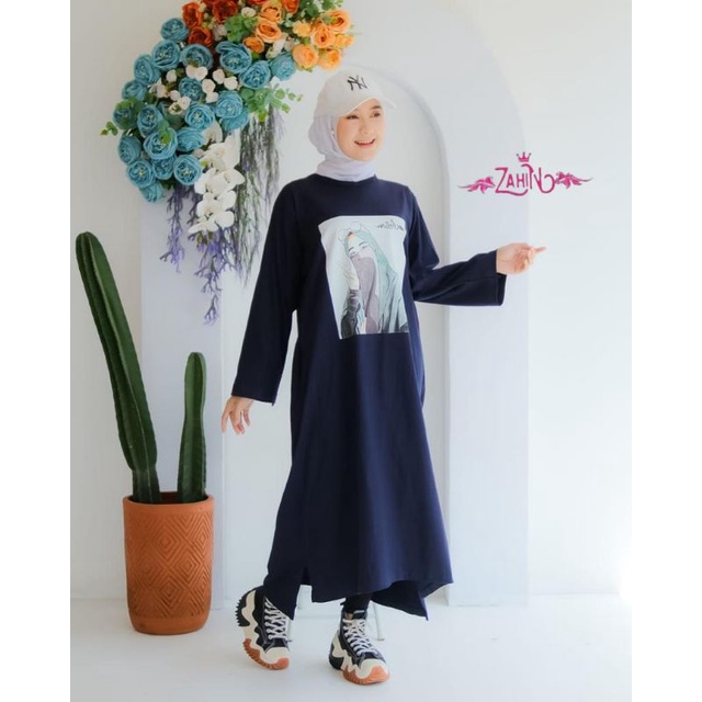 LONG TUNIK OVERSIZE WANITA ORI ZAHIN COMBED // MIDI DRES HITS KEKINIAN JUMBO