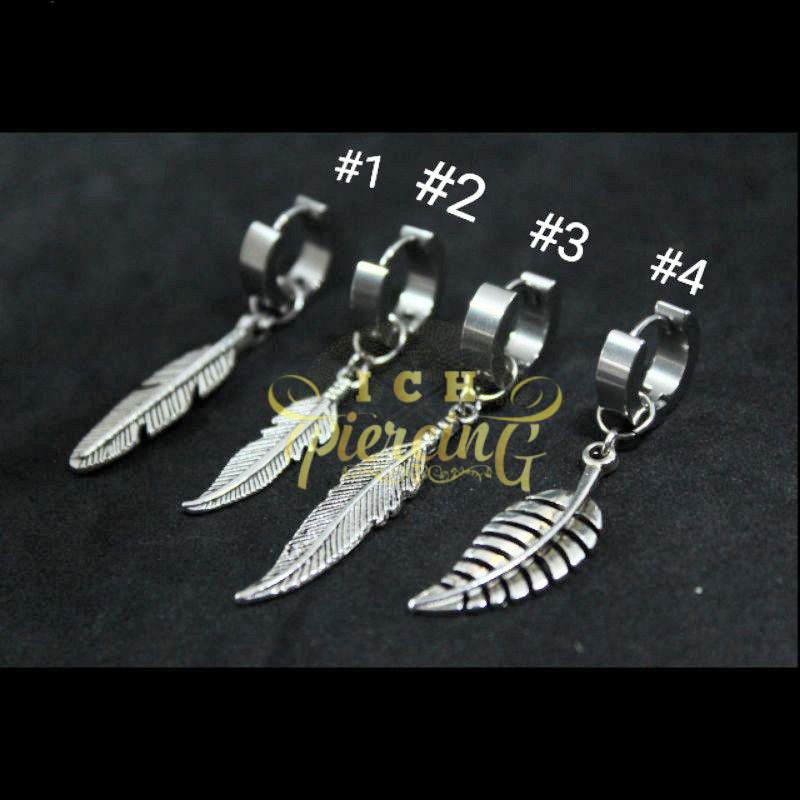 Anting Tindik Model Bulu Dan Daun / Anting Titanium