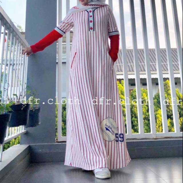 Abaya red baseball preloved /preloved Dfr cloth