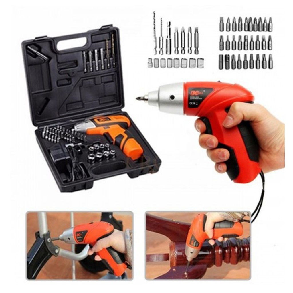 Bor Obeng Kunci Pas Elektrik 3 in 1 Cordless Multifungsi 45 PCS Bag With Senter LED 111156