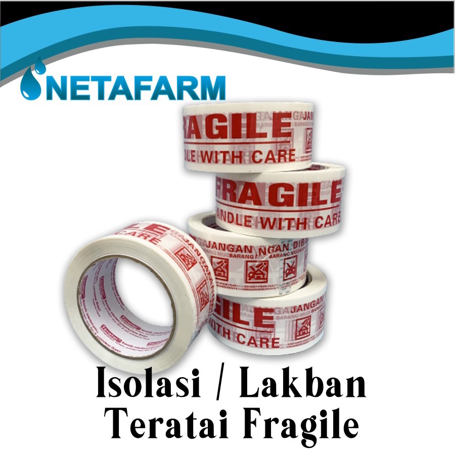 Lakban Isolasi FRAGILE Teratai 48mm x 90yd - 1 pcs