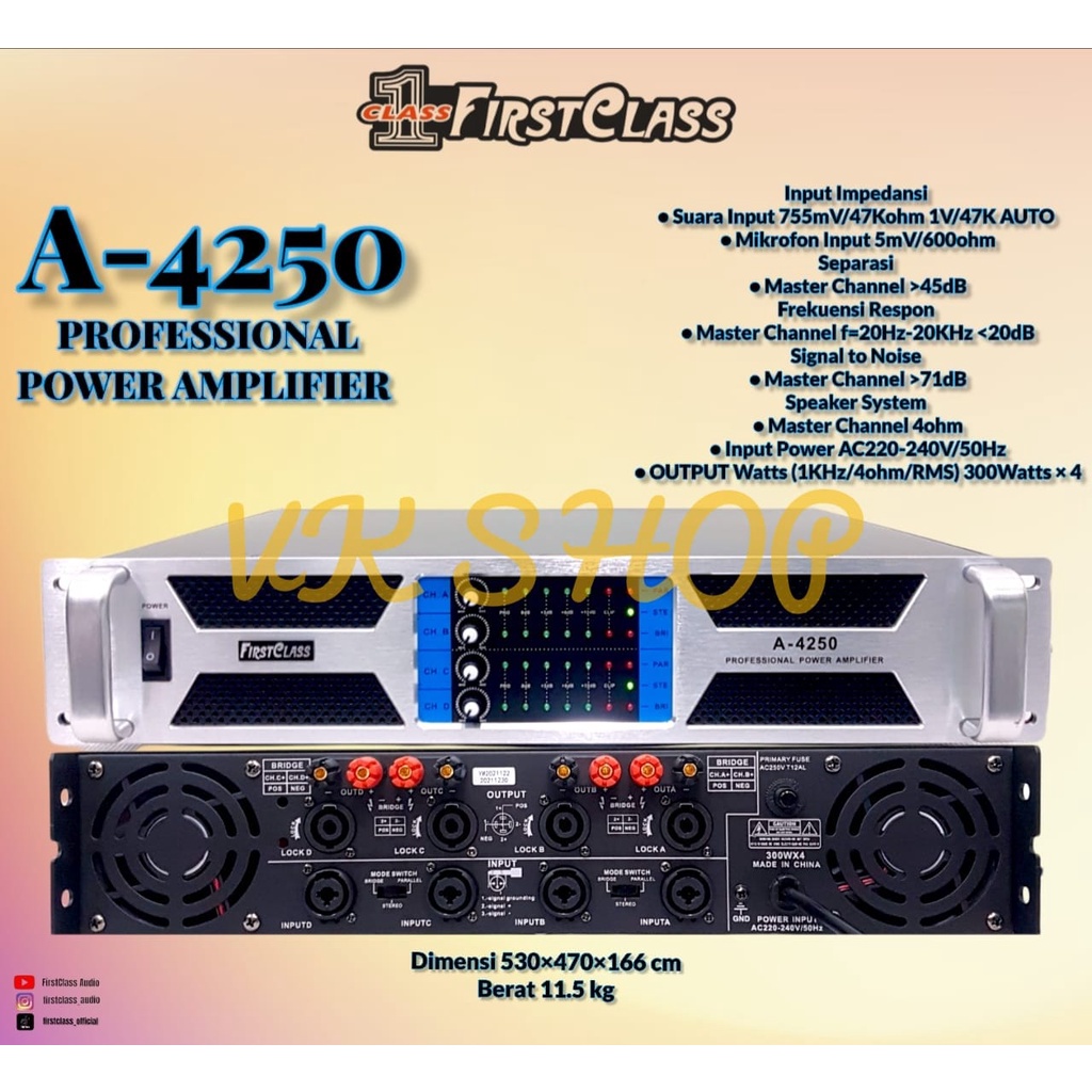 POWER AMPLIFIER FIRST CLASS FC A4250 FIRSTCLASS FCA 4250 4CH FCA4250