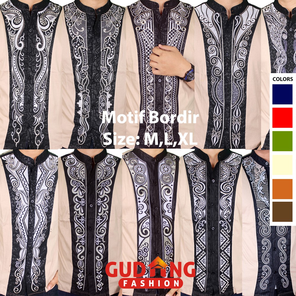 Baju Koko Dewasa Katun Lengan Pendek Bordir - Banyak Pilihan Warna KKS (COMB)